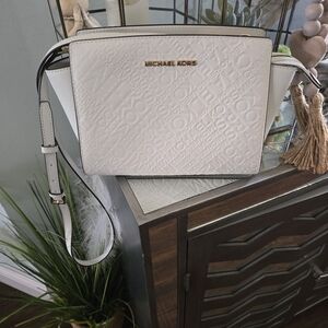 Michael Kors White Embossed Crossbody Bag